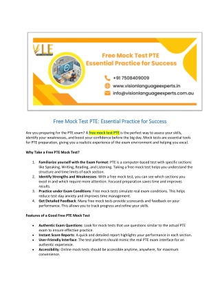 Free Mock Test PTE: Essential Practice for Success