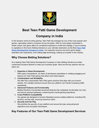 Teen Patti Game Development Company in India