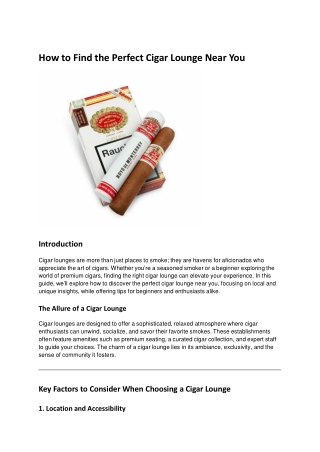 How to Find the Perfect Cigar Lounge Near You