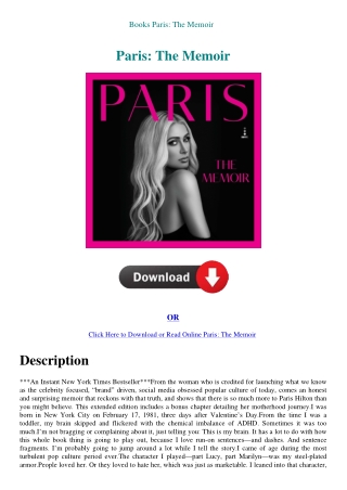 Books Paris The Memoir
