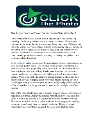 The Importance of Color Correction in Visual Content