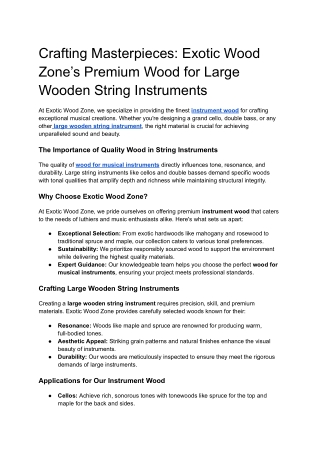 Crafting Masterpieces: Exotic Wood Zone’s Premium Wood for Large Wooden String I