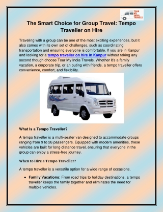tempo traveller on hire in Kanpur