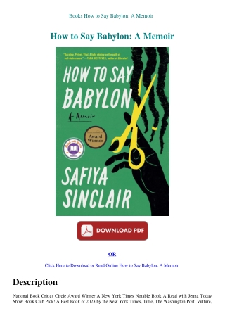 Books How to Say Babylon A Memoir