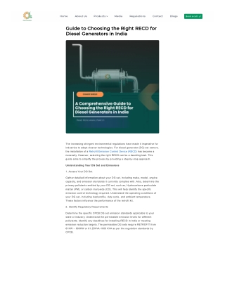 Guide to Choosing the Right RECD for Diesel Generators in India