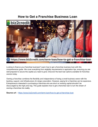 How to Get a Franchise Business Loan