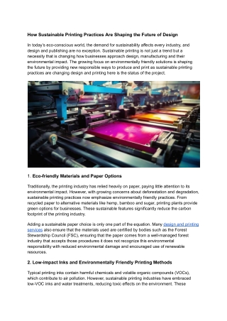 How Sustainable Printing Practices Are Shaping the Future of Design