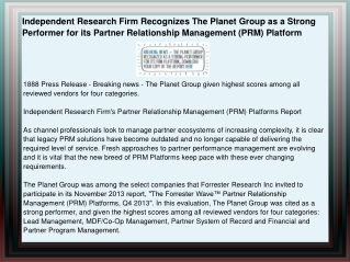 Independent Research Firm Recognizes The Planet Group