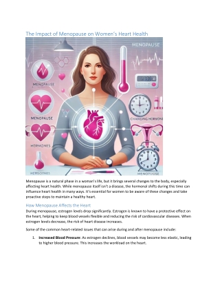 The Impact of Menopause on Women’s Heart Health