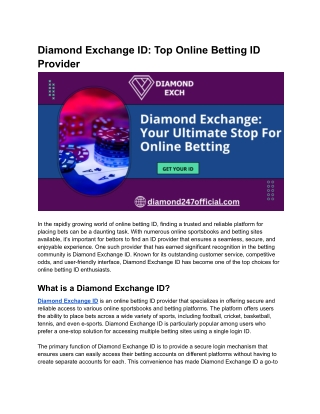 Diamond Exchange ID_ Top Online Betting ID Provider