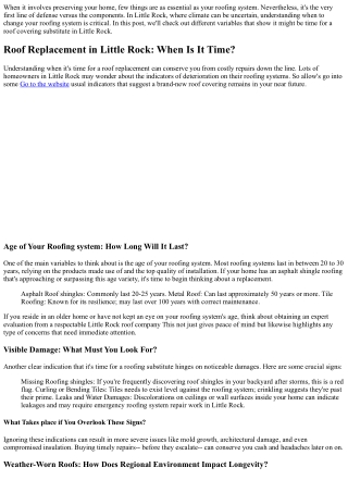 Roofing System Substitute in Little Rock: When Is It Time?