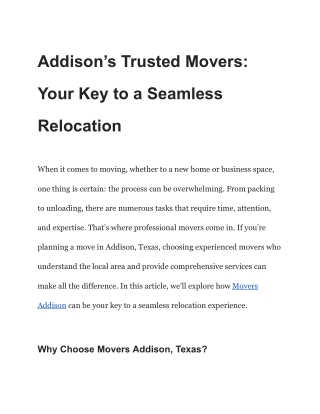 Addison’s Trusted Movers_ Your Key to a Seamless Relocation