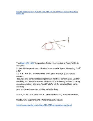 Dean 826-1526 Temperature Probe Kit, 2-1_2_ X 12_ X 2_ X 5_, 1_8_ Round Terminal Block Pins _ PartsFe UK