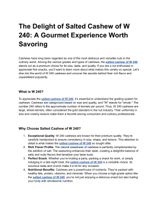 The Delight of Salted Cashew of W 240_ A Gourmet Experience Worth Savoring