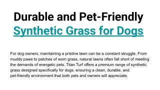 Durable and Pet-Friendly Synthetic Grass for Dogs