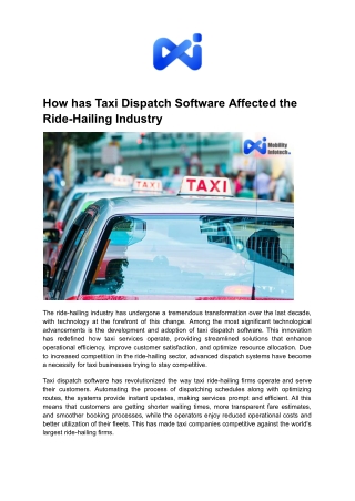 How has Taxi Dispatch Software Affected the Ride-Hailing Industry