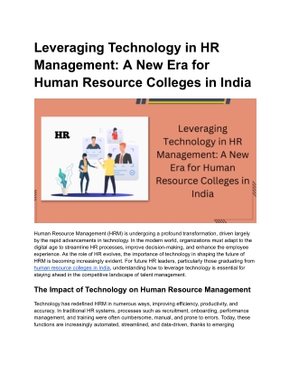 Leveraging Technology in HR Management_ A New Era for Human Resource Colleges in India