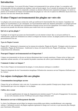 “Évaluer l’impact environnemental des plugins sur votre site”