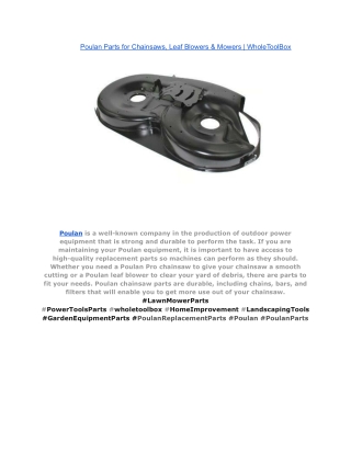Poulan Parts for Chainsaws, Leaf Blowers & Mowers _ WholeToolBox