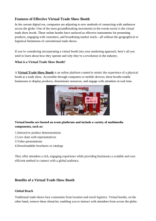 Features of Effective Virtual Trade Show Booth