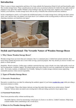 Stylish and Functional: The Versatile Nature of Wooden Storage Boxes