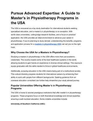 Pursue Advanced Expertise_ A Guide to Master’s in Physiotherapy Programs in the USA