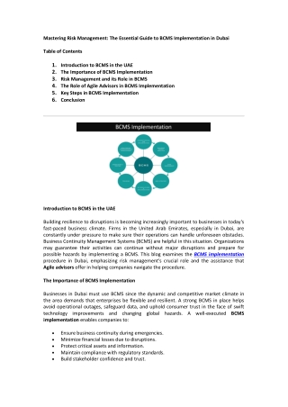 The Essential Guide to BCMS Implementation in Dubai