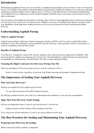 The Best Practices for Sealing and Maintaining Your Asphalt Driveway