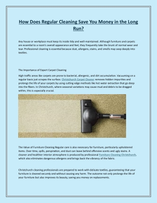 How Does Regular Cleaning Save You Money in the Long Run