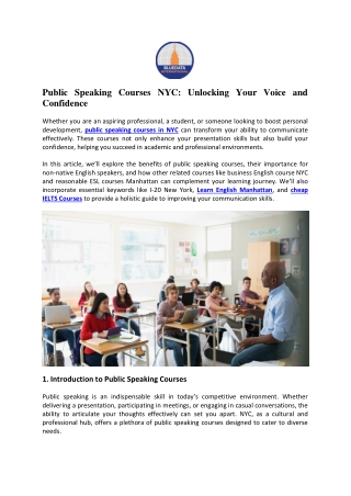 Public Speaking Courses NYC - Unlocking Your Voice and Confidence