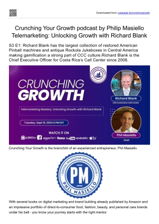 Crunching Growth podcast by Philip Masiello  Telemarketing Unlocking Growth with Richard Blank