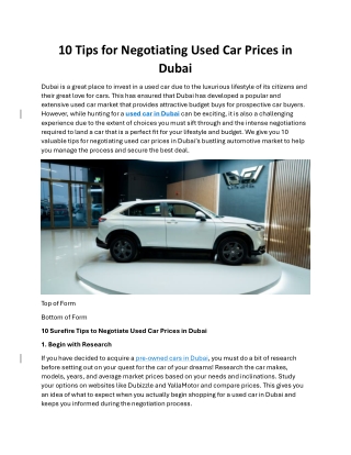 10 Tips for Negotiating Used Car Prices in Dubai