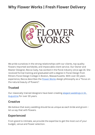 Why Flower Works | Fresh Flower Delivery