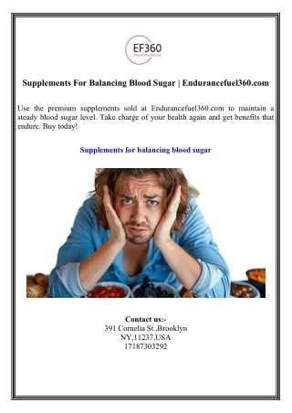 Supplements For Balancing Blood Sugar  Endurancefuel360.com