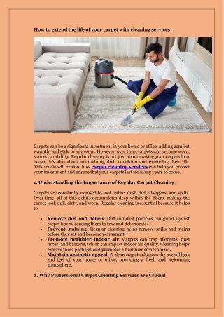 How to extend the life of your carpet with cleaning services