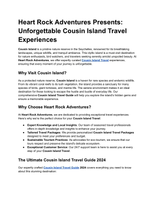 Heart Rock Adventures Presents_ Unforgettable Cousin Island Travel Experiences