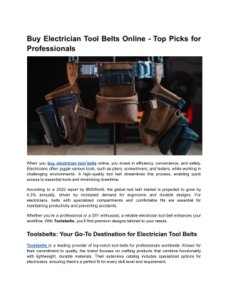 Buy Electrician Tool Belts Online - Top Picks for Professionals