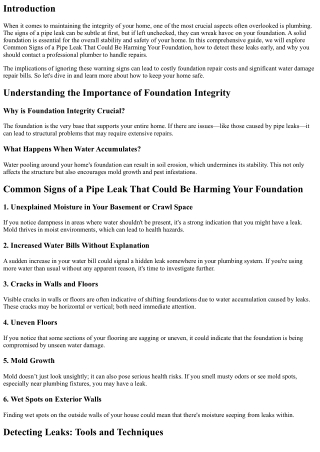 Common Signs of a Pipe Leak That Could Be Harming Your Foundation