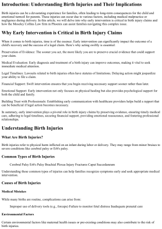 “Why Early Intervention is Critical in Birth Injury Claims”