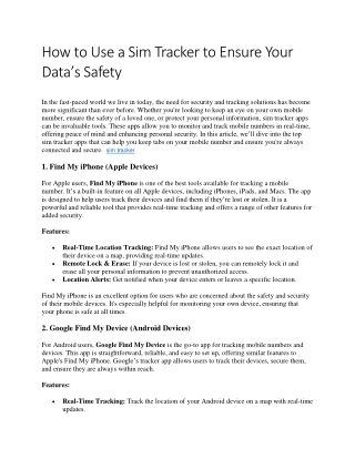 How to Use a Sim Tracker to Ensure Your Data’s Safety