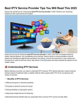 Best IPTV Service Provider Tips You Will Read This 2025