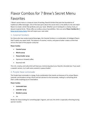Flavor Combos for 7 Brew