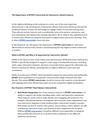 The Importance of EPUB3 Conversion for Interactive eBook Features