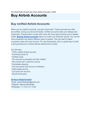 The World Wide 55 best site to Buy Airbnb Accounts in 2025