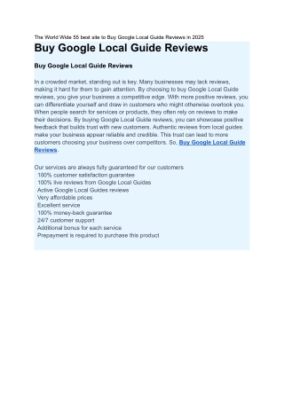 The World Wide 55 best site to Buy Google Local Guide Reviews in 2025