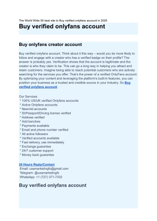The World Wide 55 best site to Buy verified onlyfans account in 2025