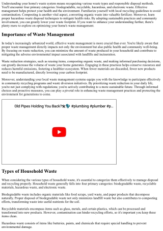 Understanding Your Home's Waste System