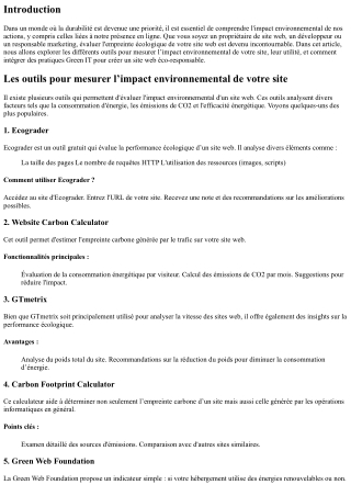Les outils pour mesurer l’impact environnemental de votre site