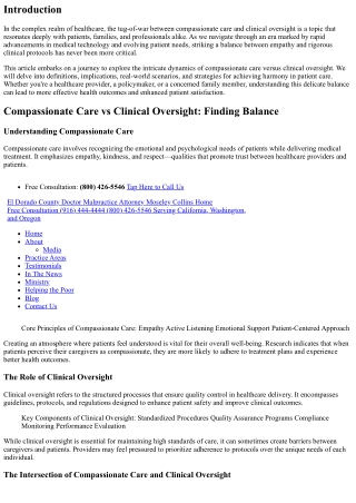 Compassionate Care vs Clinical Oversight: Finding Balance