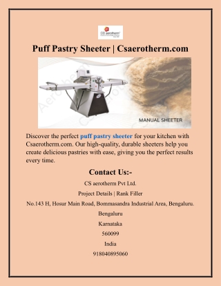 Puff Pastry Sheeter Csaerotherm.com